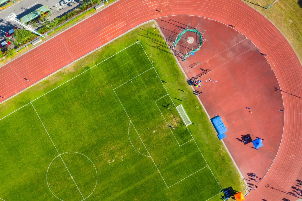 Kowloon Bay, Hong Kong, 29 January 2019- Top view of sport stadium